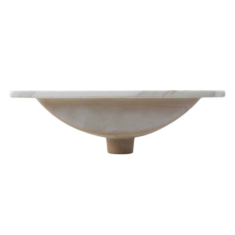Ancillary 20" White Marble Effect Ceramic Rectangular Single Sink Basin Vanity Top