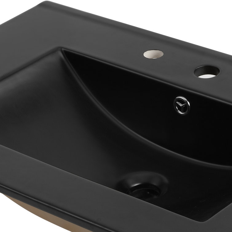 Ancillary 30" Black Ceramic Rectangular Single Sink Vanity Top