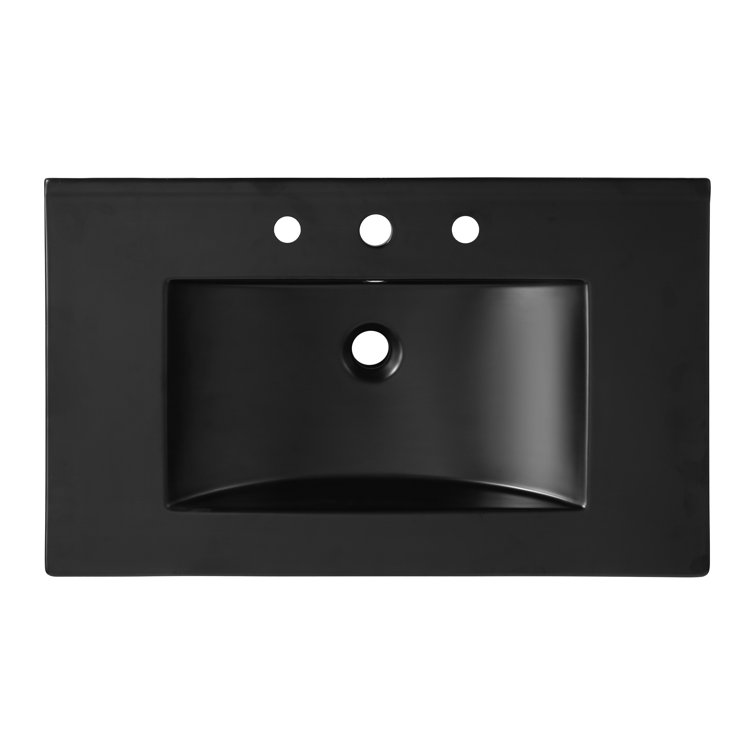 Ancillary 30" Black Ceramic Rectangular Single Sink Vanity Top