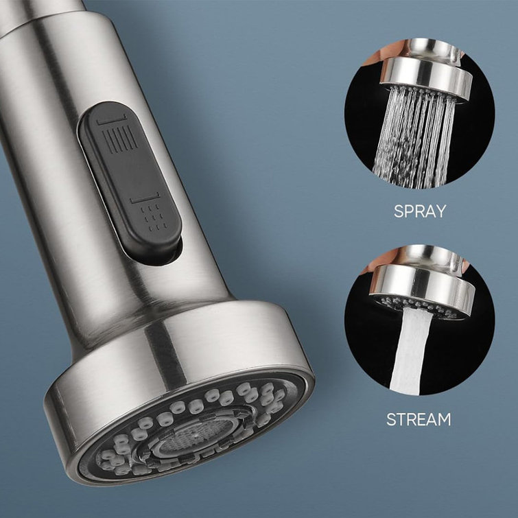 Brushed Nickel Single Handle Pull Down Kitchen Faucet with Spray