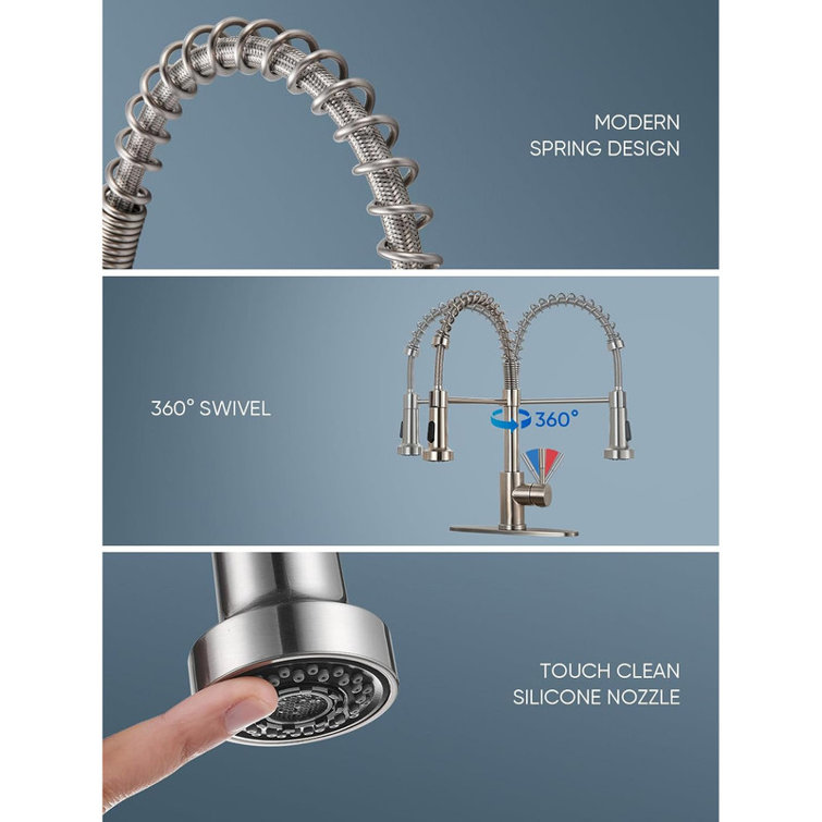 Brushed Nickel Single Handle Pull Down Kitchen Faucet with Spray