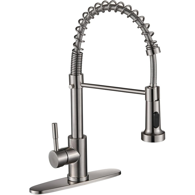 Brushed Nickel Single Handle Pull Down Kitchen Faucet with Spray