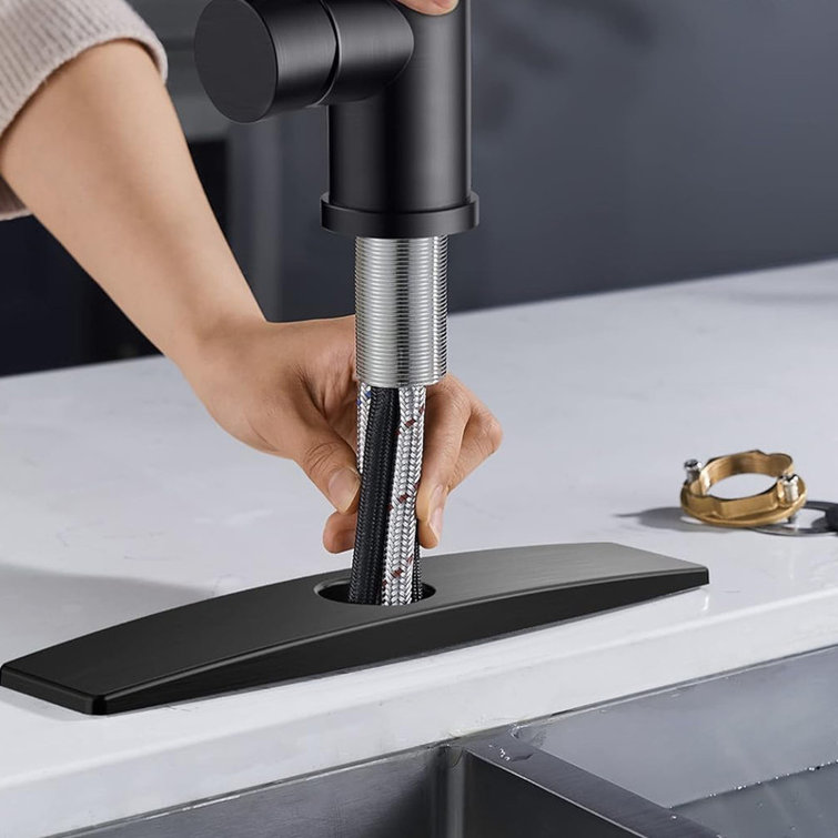 Matte Black Stainless Steel Single Handle Pull Down Kitchen Faucet