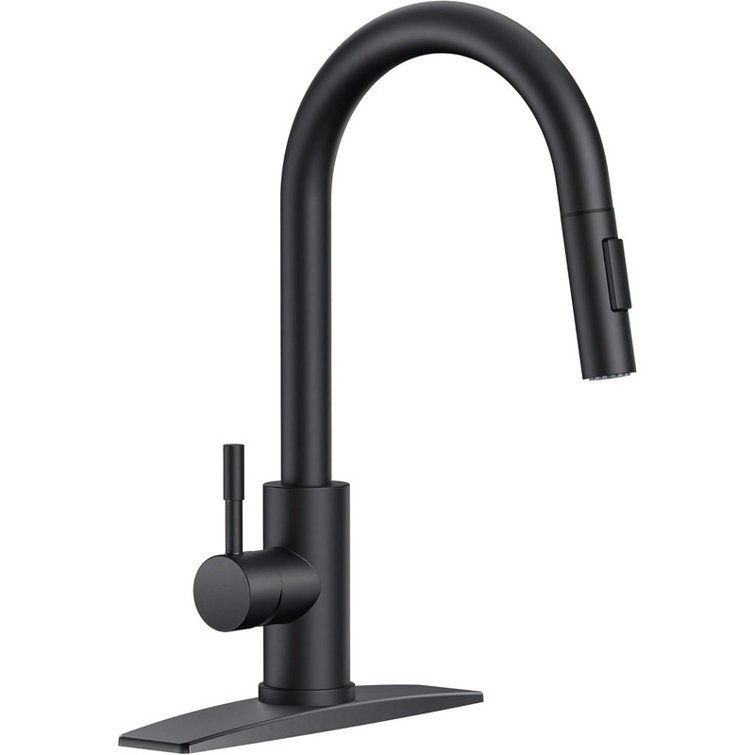Matte Black Stainless Steel Single Handle Pull Down Kitchen Faucet