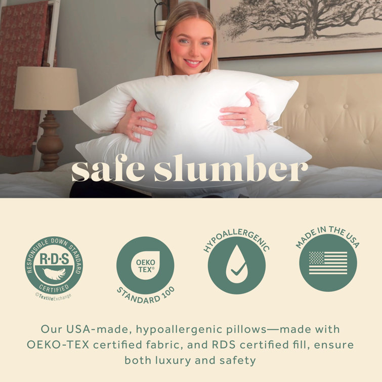 Twin Size White Egyptian Cotton Down Feather Pillow