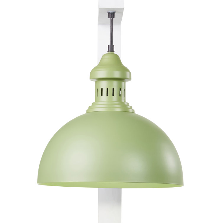 Green and White Industrial Plug-In Wall Sconce with Metal Dome Shade