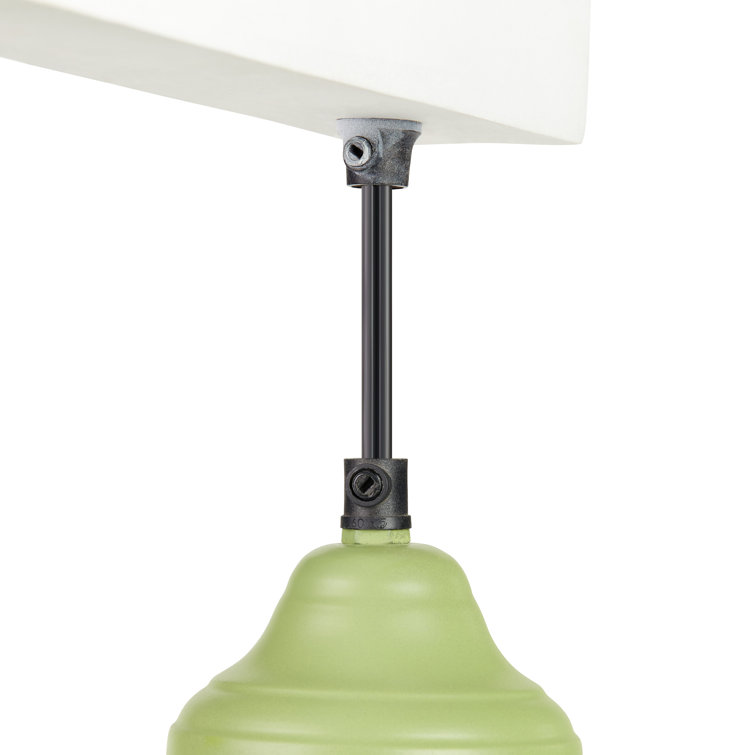 Green and White Industrial Plug-In Wall Sconce with Metal Dome Shade