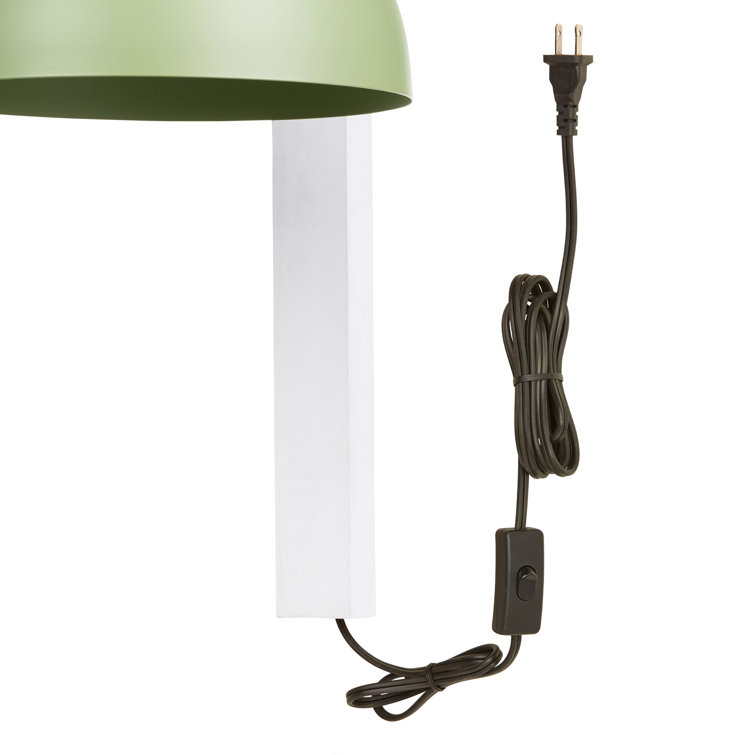 Green and White Industrial Plug-In Wall Sconce with Metal Dome Shade