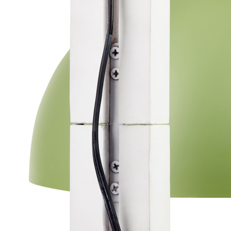 Green and White Industrial Plug-In Wall Sconce with Metal Dome Shade