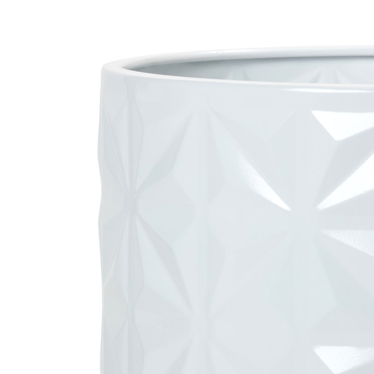 White and Gold Glam Metal Waste Basket with Base