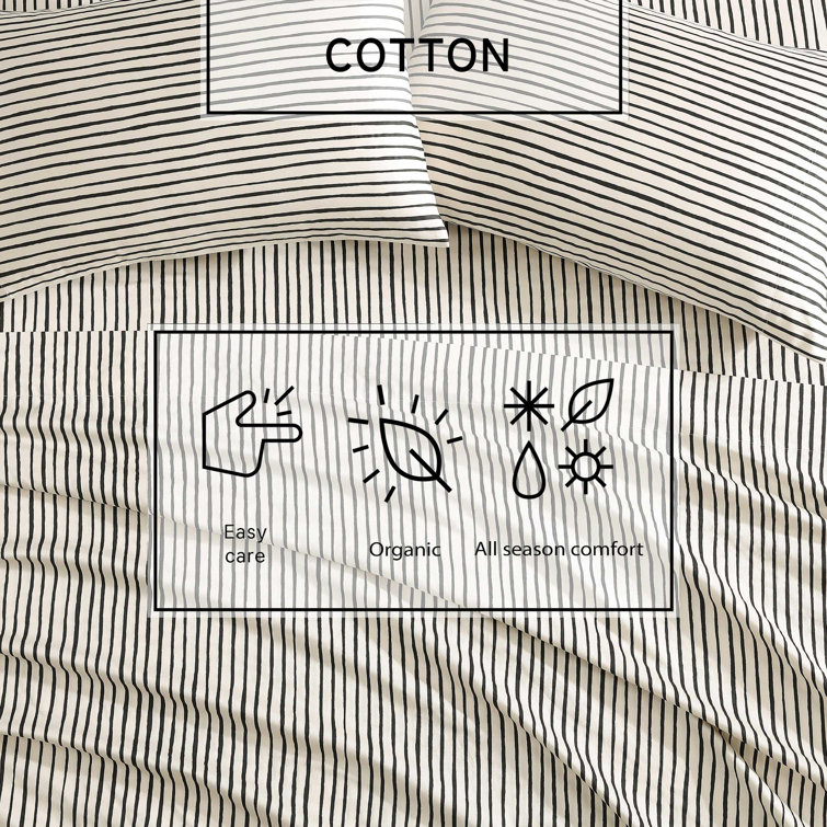 Navy and White Organic Cotton Queen Sheet Set