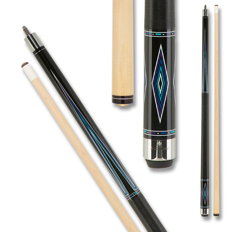 59'' Black and Teal Maple Pool Cue with 13mm Tip