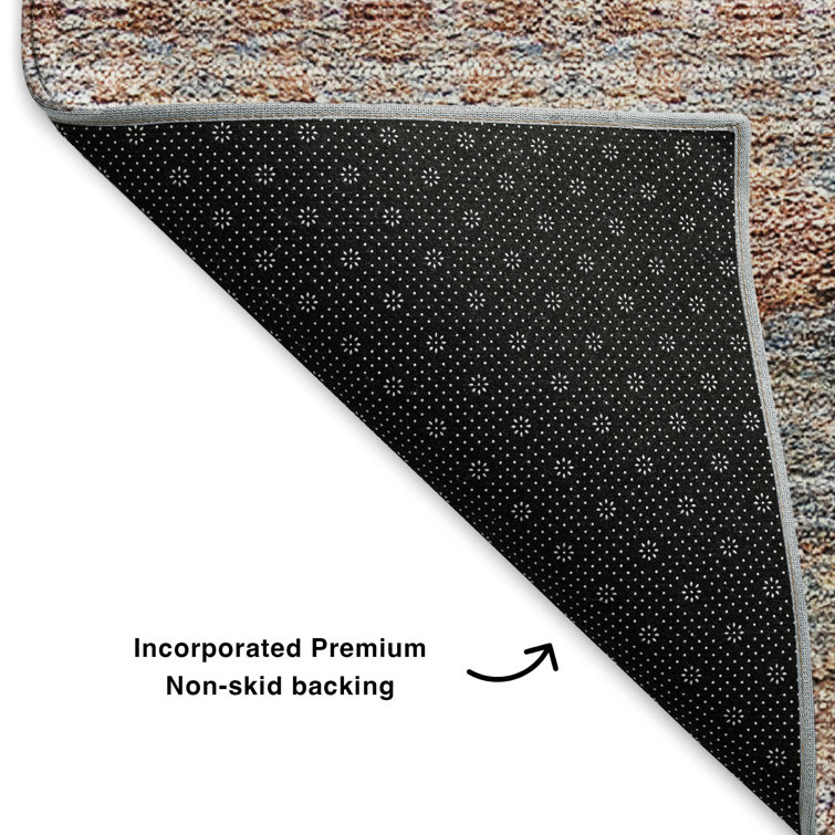 Paprika Boho Striped Washable Rectangular Rug 2'6" x 3'10"