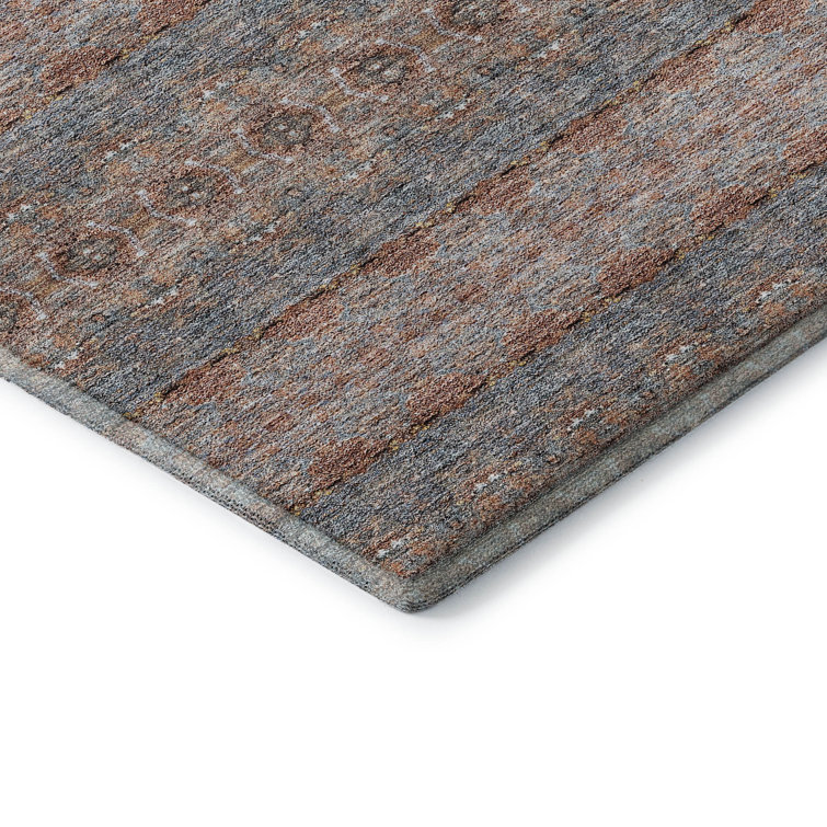 Paprika Boho Striped Washable Rectangular Rug 2'6" x 3'10"