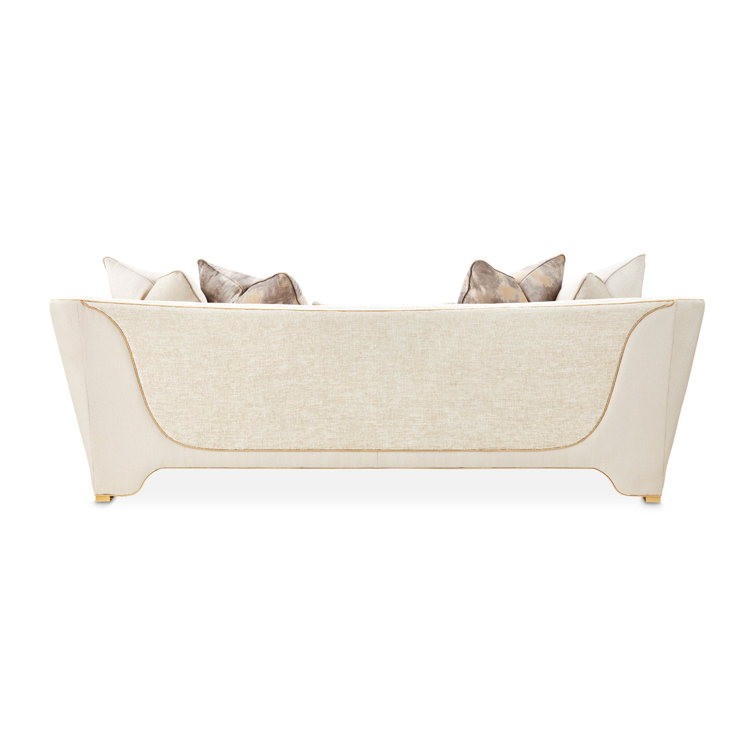 Beige Chenille Tuxedo Arm Sofa with Gold Legs