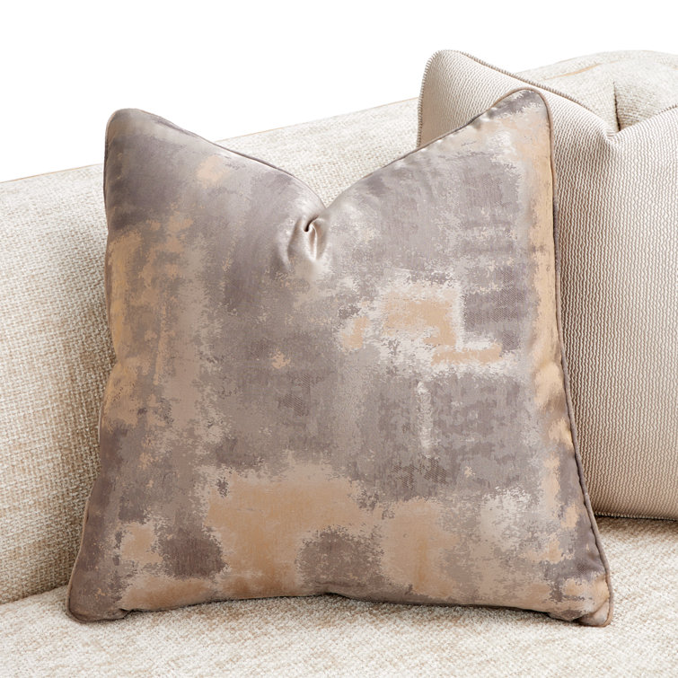 Beige Chenille Tuxedo Arm Sofa with Gold Legs