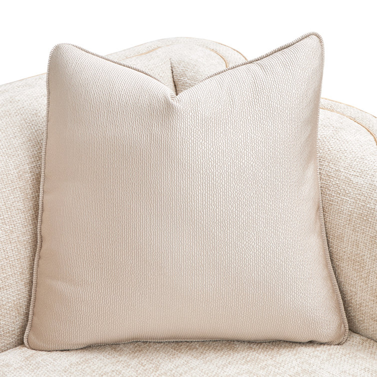 Beige Chenille Tuxedo Arm Sofa with Gold Legs