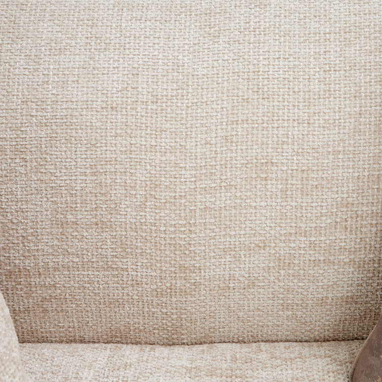 Beige Chenille Tuxedo Arm Sofa with Gold Legs