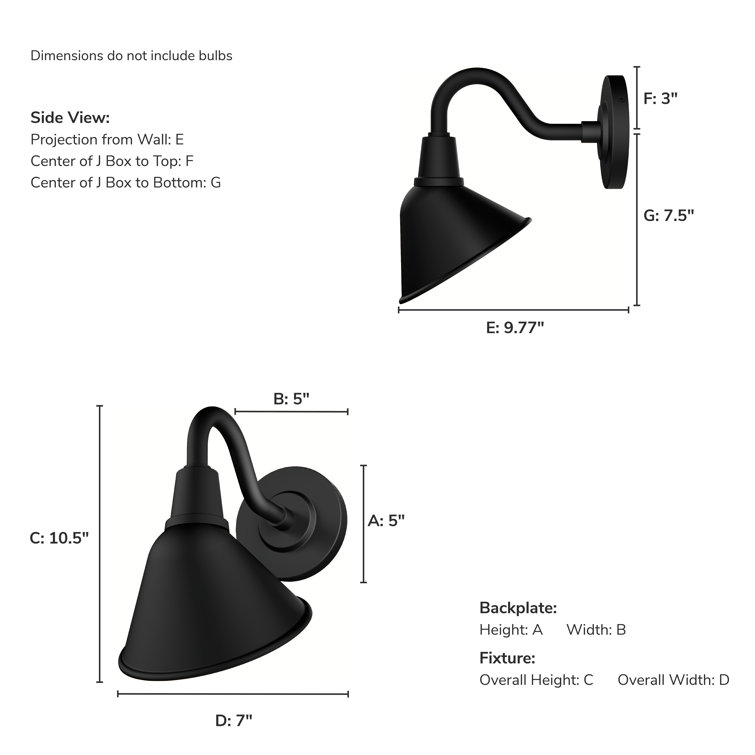 Cassius Matte Black Outdoor Metal Wall Sconce