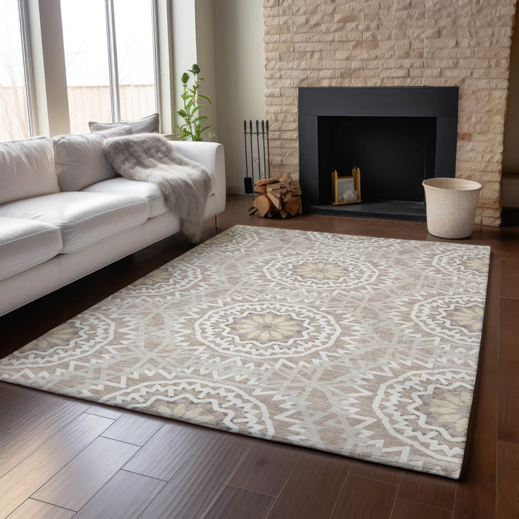 Addison Red Synthetic Washable Non-Slip Rectangular Rug