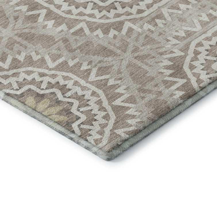 Addison Red Synthetic Washable Non-Slip Rectangular Rug