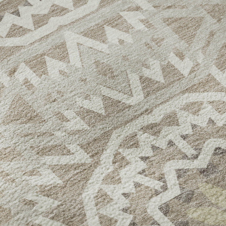 Addison Red Synthetic Washable Non-Slip Rectangular Rug