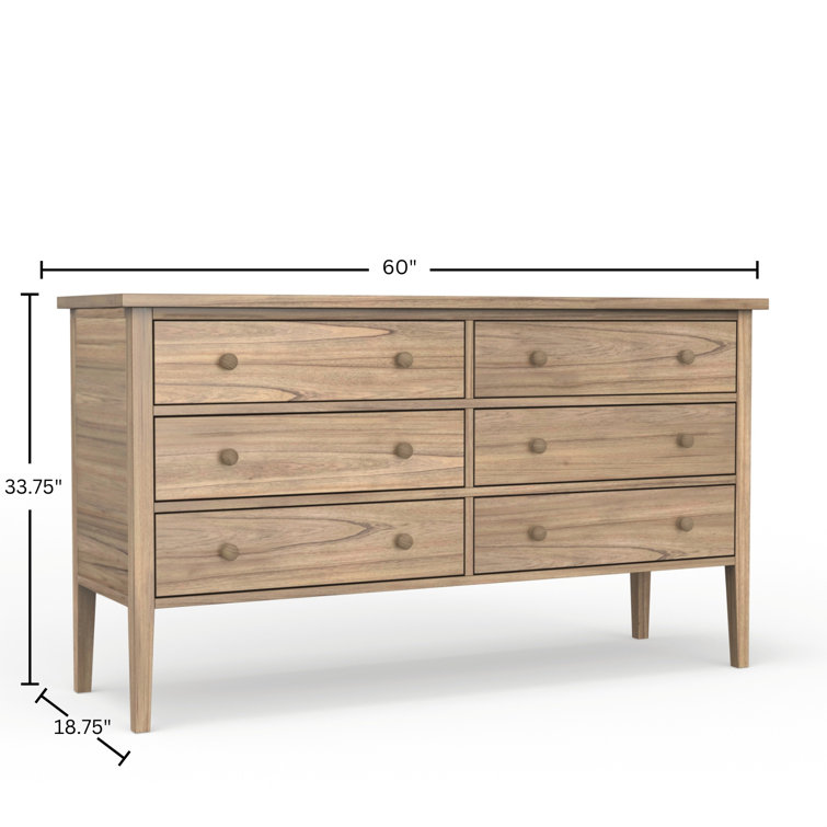 Natural Wood Double Dresser with Soft Close Drawers