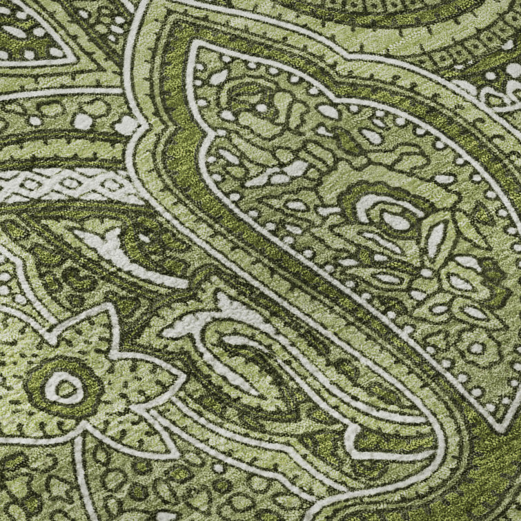 Red Rectangular Washable Synthetic Paisley Rug 3' x 5'