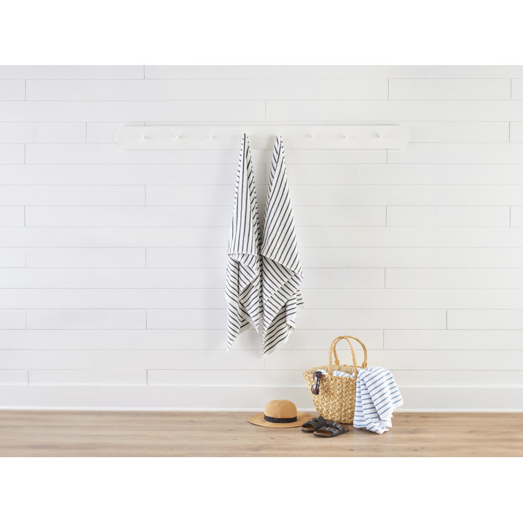 Gray and White Striped Cotton Cabana Beach Towels - Set of 2