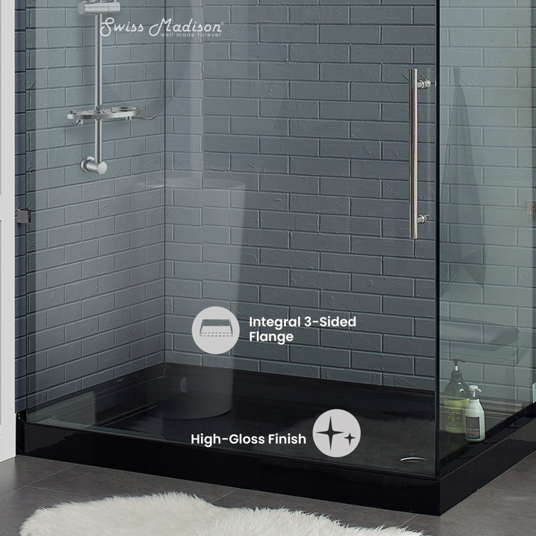 Voltaire 60" x 36" Black Acrylic Single-Threshold Shower Base
