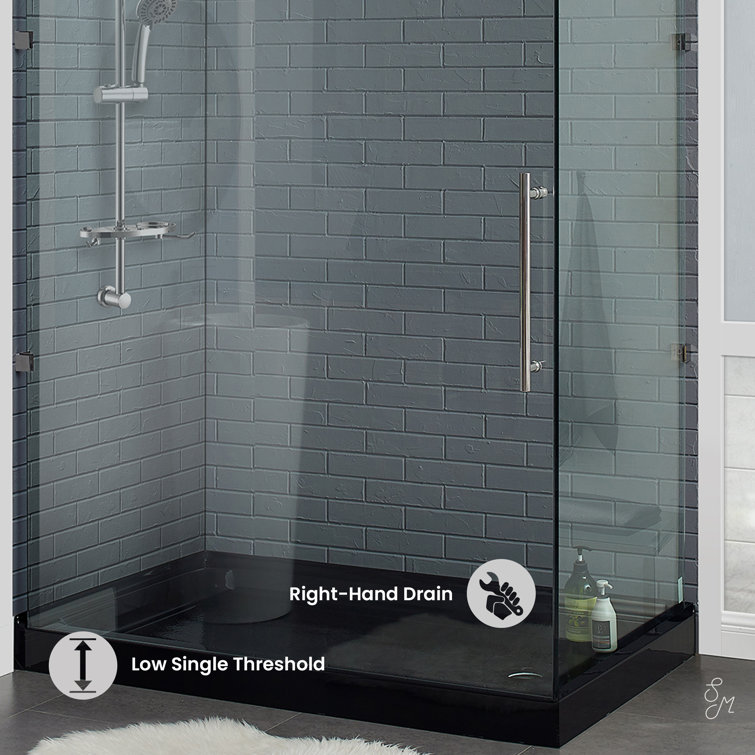 Voltaire 60" x 36" Black Acrylic Single-Threshold Shower Base