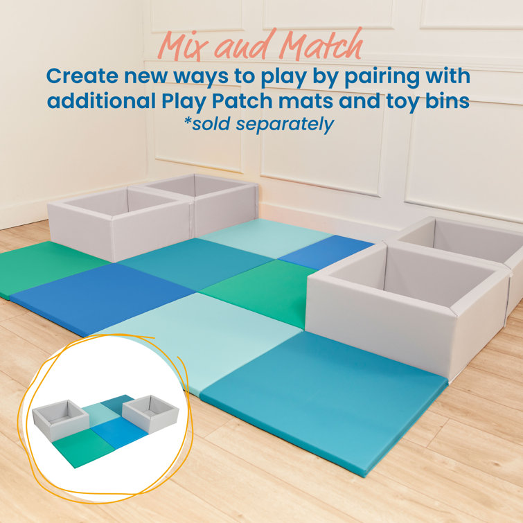 ECR4Kids SoftZone Blue and Green Activity Mat Squares, 4-Pack