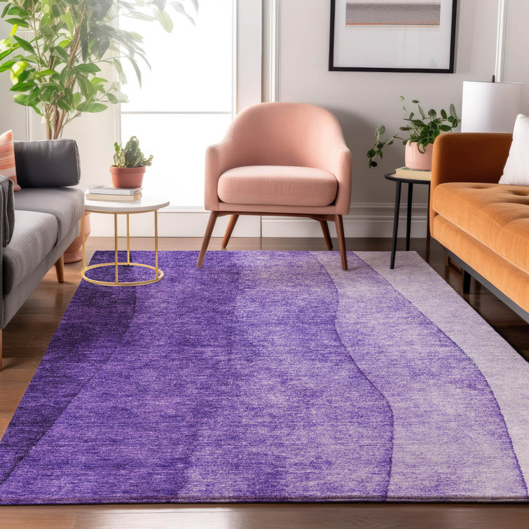 Premium Red and Purple Ombre Washable Synthetic Rug