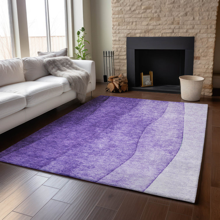 Premium Red and Purple Ombre Washable Synthetic Rug