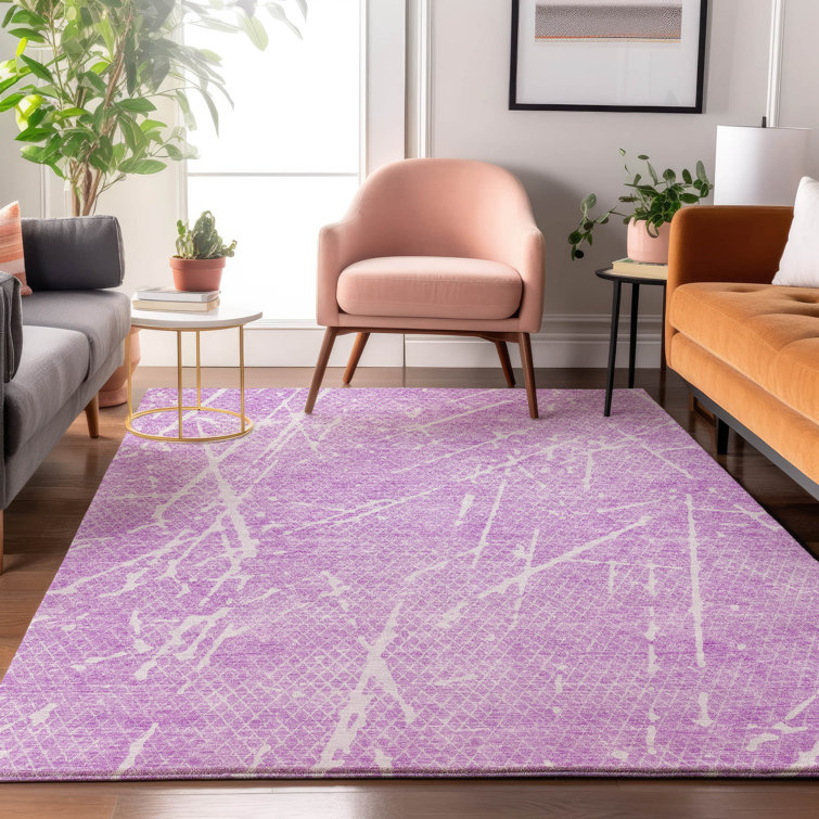 Red Rectangular Washable Synthetic Rug, 46" x 30"