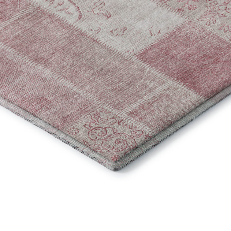 Handmade Red Synthetic Rectangular 5' x 7' Washable Rug