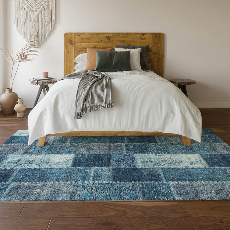 Handmade Red Rectangular Non-slip Synthetic Rug 46" x 30"