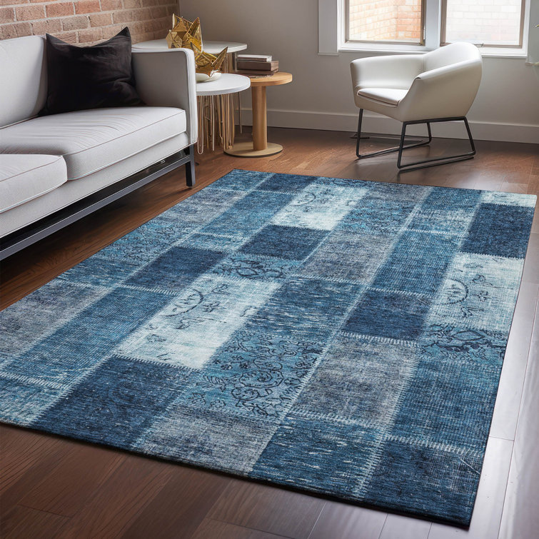 Handmade Red Rectangular Non-slip Synthetic Rug 46" x 30"