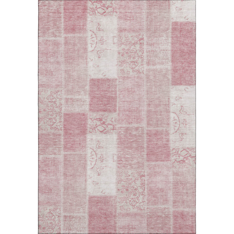 Handmade Red Synthetic Rectangular 5' x 7' Washable Rug