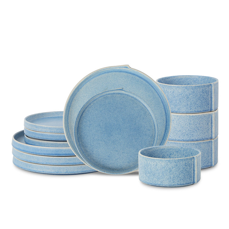 Bao Blue Ceramic 12-Piece Dinnerware Set for Four