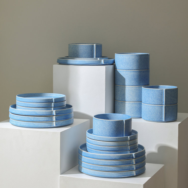 Bao Blue Ceramic 12-Piece Dinnerware Set for Four