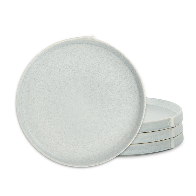 Blue-Grey Round Ceramic Dinner Plate Set, Microwave Safe, 12"