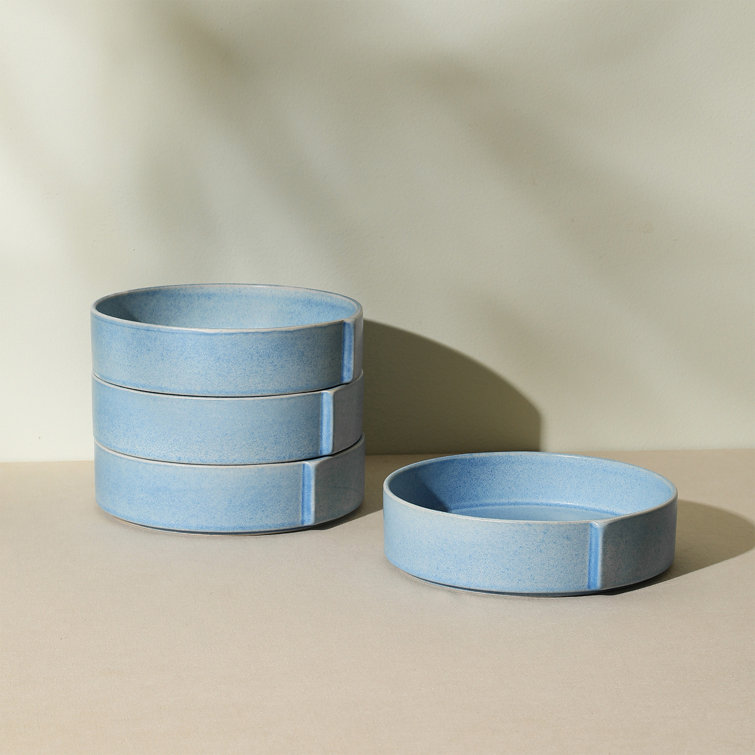 Bao Blue Ceramic Modern 4-Piece Pasta Bowl Set