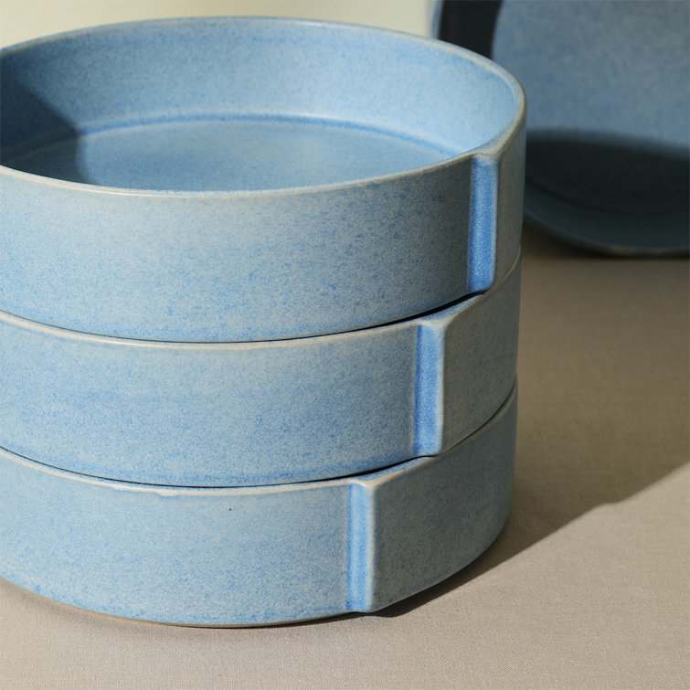 Bao Blue Ceramic Modern 4-Piece Pasta Bowl Set