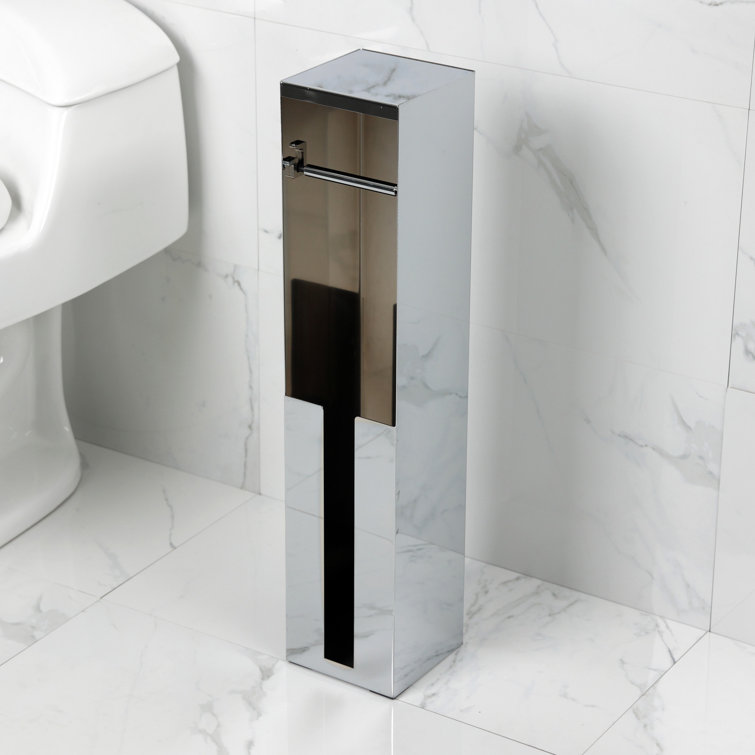 Polished Chrome Freestanding Toilet Paper Holder with Storage