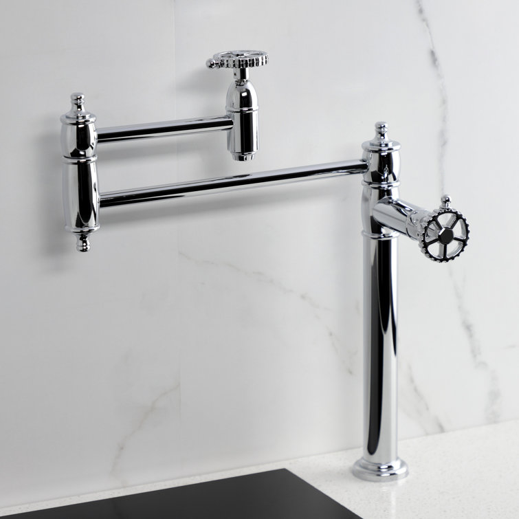 Polished Chrome Dual Handle Deck Mount Pot Filler Faucet
