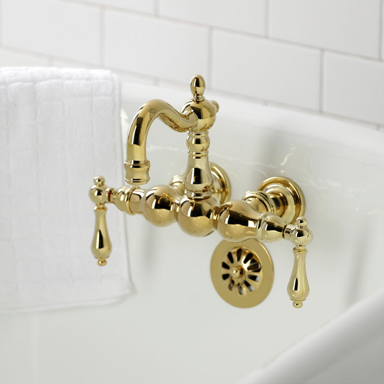 Polished Brass Wall Mount Clawfoot Tub Faucet