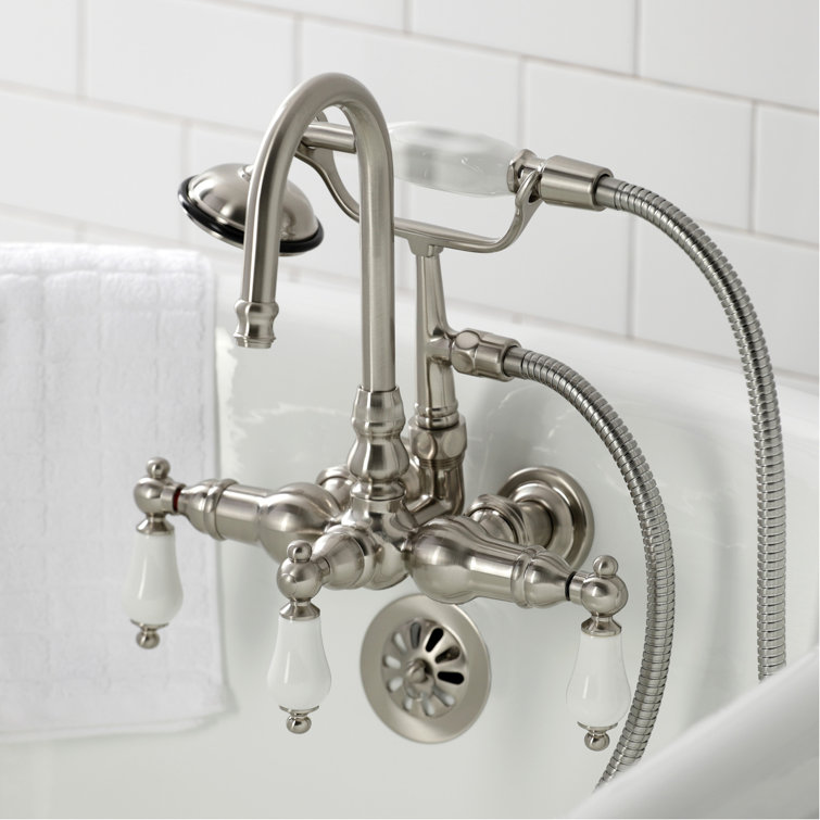 Brushed Nickel Vintage Clawfoot Tub Faucet with Hand Shower