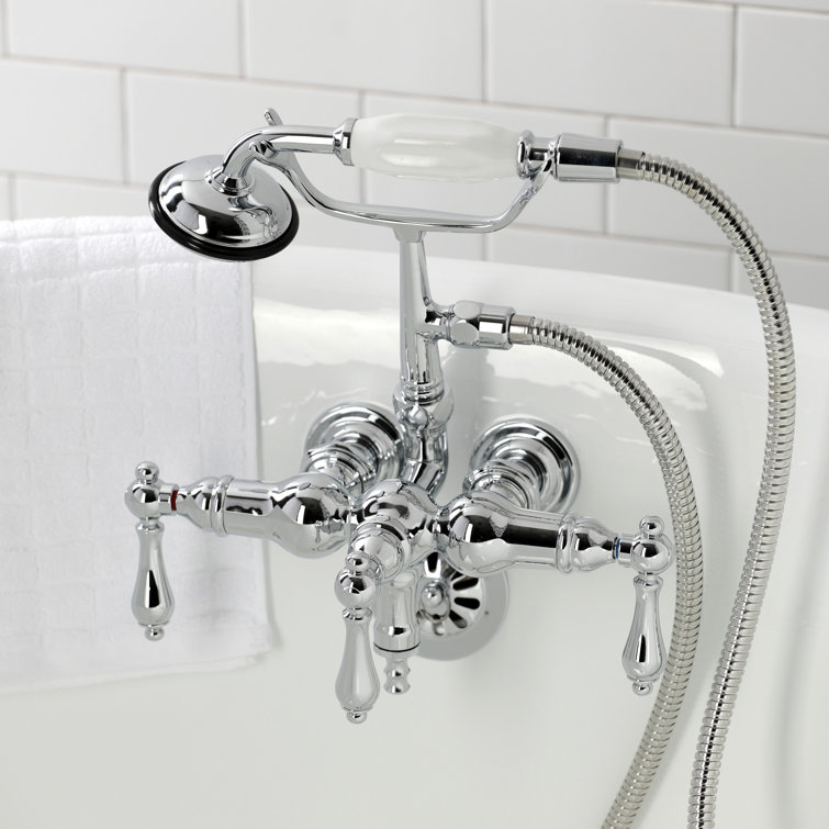 Vintage Chrome Wall Mount Clawfoot Tub Faucet with Hand Shower