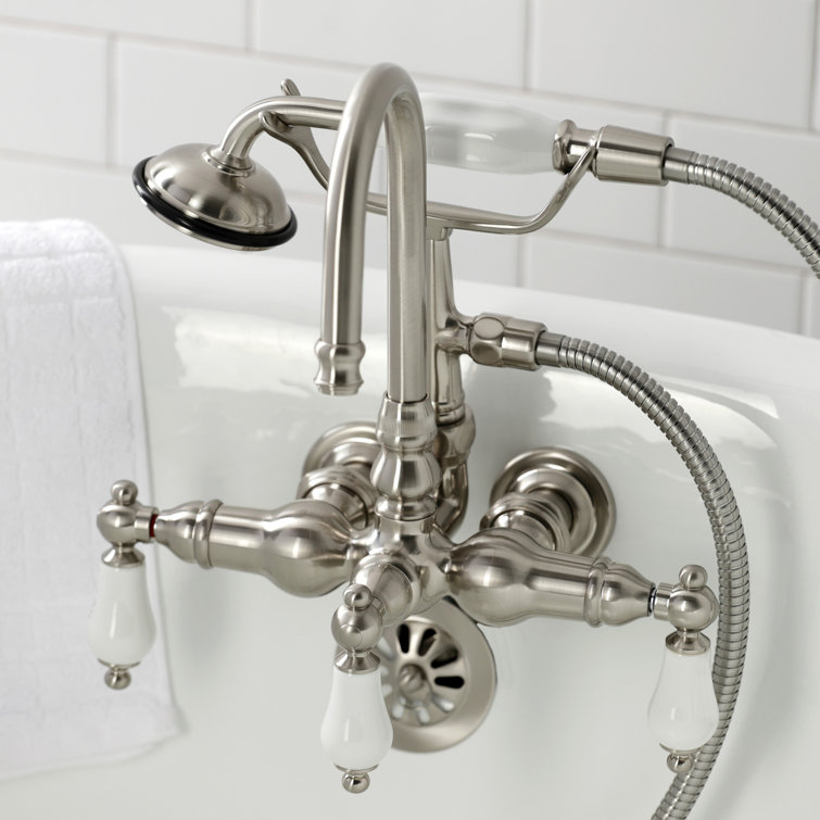 Brushed Nickel Vintage Clawfoot Tub Faucet with Hand Shower